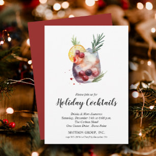 Holiday Cocktails Festive Christmas Party Invitation