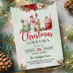 Holiday Cocktails Festive Drinks Christmas Party Invitation