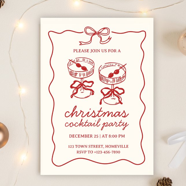 Holiday Cocktails Festive Drinks Christmas Party Invitation (Creator Uploaded)