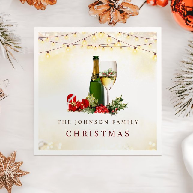 Holiday Cocktails Modern Festive Christmas Party Napkin (Creator Uploaded)