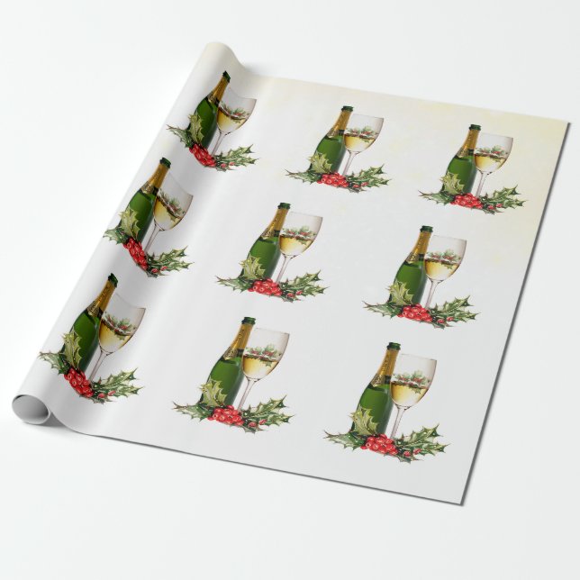 Holiday Cocktails Modern Festive Christmas Party Wrapping Paper (Unrolled)