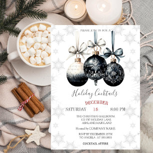 Holiday Cocktails Snowflakes Christmas Balls Invitation