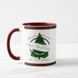 Holiday coffee shop sign mug