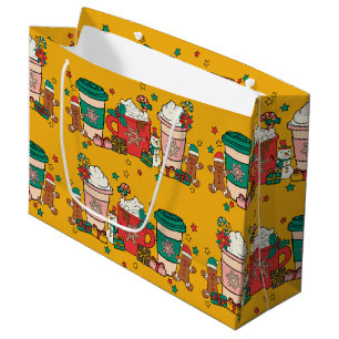 Holiday Coffee Yellow Large Gift Bag