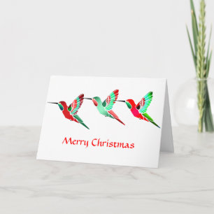 Holiday Coloured Hummingbirds Card