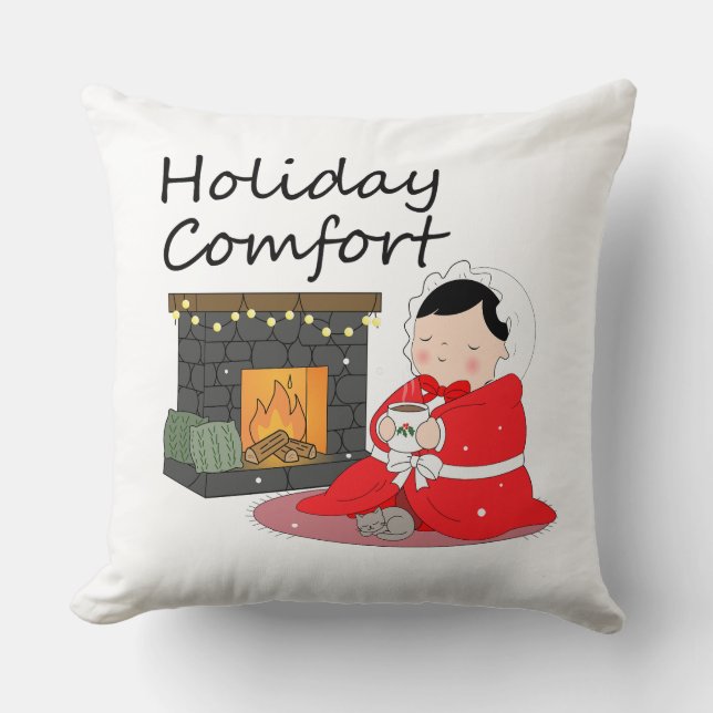 Holiday Comfort - Christmas themed Throw Pillow (Front)
