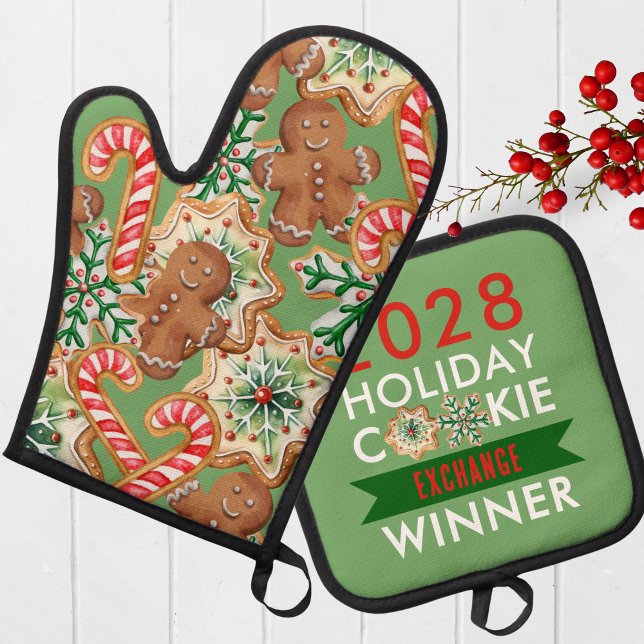 Holiday Cookie Contest Winner Award Prize Oven Mitt & Pot Holder Set (Christmas Baking Competition Prize Oven Mitt & Pot Holder. Great for Cookie & Cooking Contests!)