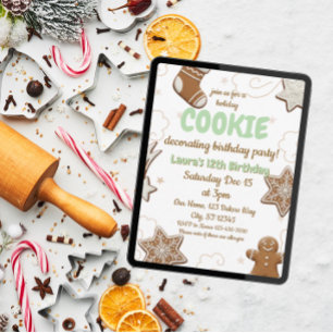 Holiday Cookie Decorating Birthday Party Invitation