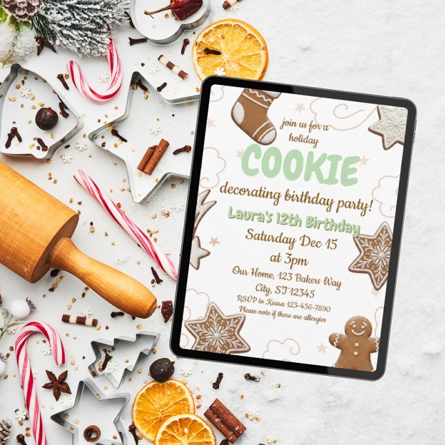 Holiday Cookie Decorating Birthday Party Invitation (Creator Uploaded)