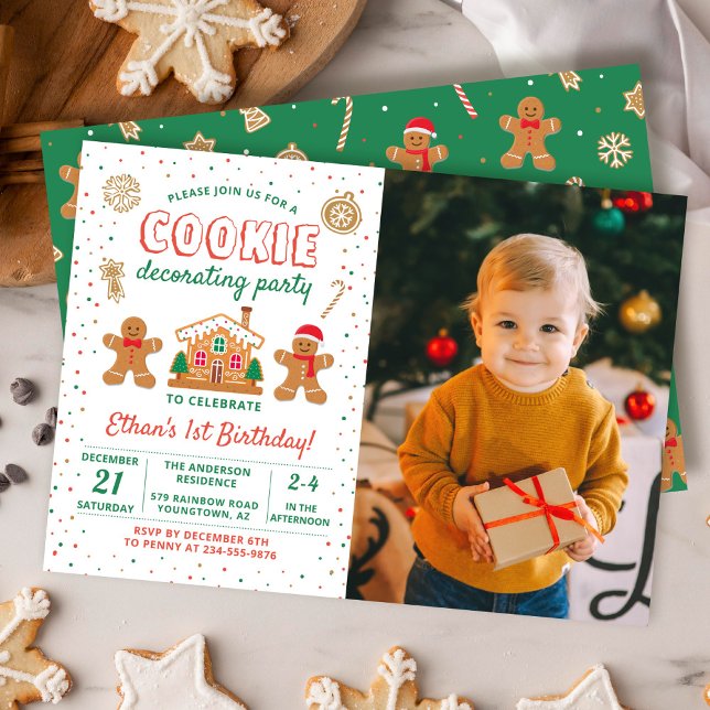 Holiday Cookie Decorating Party Birthday Photo Invitation (Creator Uploaded)