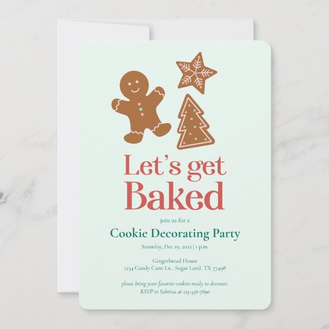 Holiday Cookie Decorating Party | Gingerbread Invitation (Front)