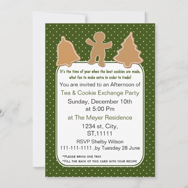 Holiday Cookie Exchange Invite with recipe card (Front)