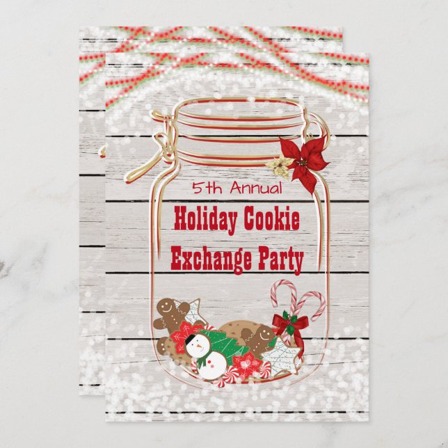 Holiday Cookie Exchange Mason Jar Invitations (Front/Back)