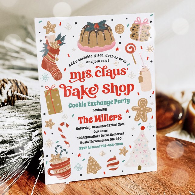 Holiday Cookie Exchange Mrs. Claus' Bake Shop  Invitation (Creator Uploaded)