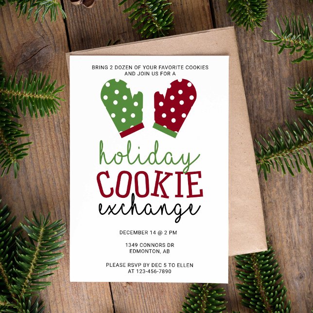 Holiday Cookie Exchange Party Christmas Oven Mitts Invitation (Creator Uploaded)