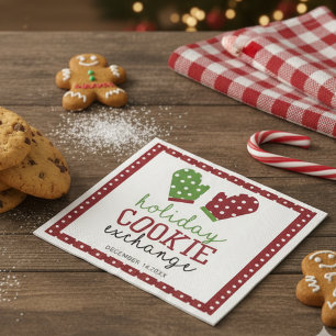 Holiday Cookie Exchange Party Christmas Oven Mitts Napkin