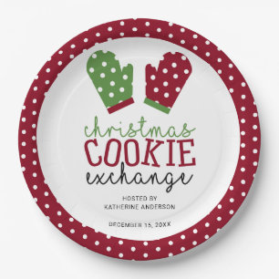 Holiday Cookie Exchange Party Christmas Oven Mitts Paper Plate