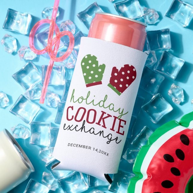 Holiday Cookie Exchange Party Christmas Oven Mitts Seltzer Can Cooler (In Situ Summer)