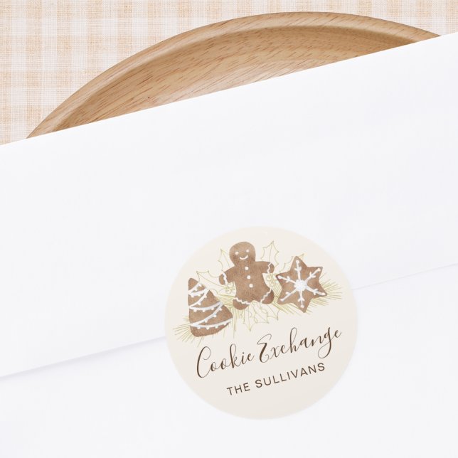 Holiday Cookie Exchange Party Classic Round Sticker (Creator Uploaded)