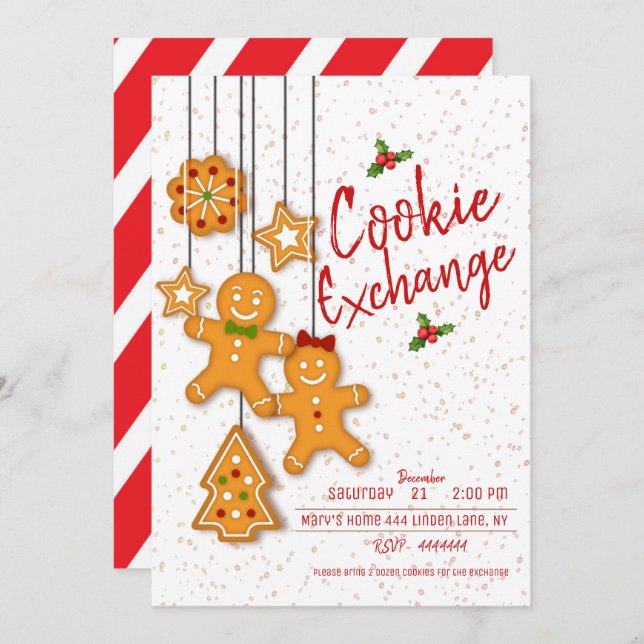 Holiday Cookie Exchange Party Invitation (Front/Back)