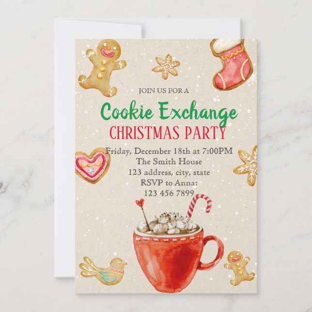 Holiday cookie exchange party invitation (Front)
