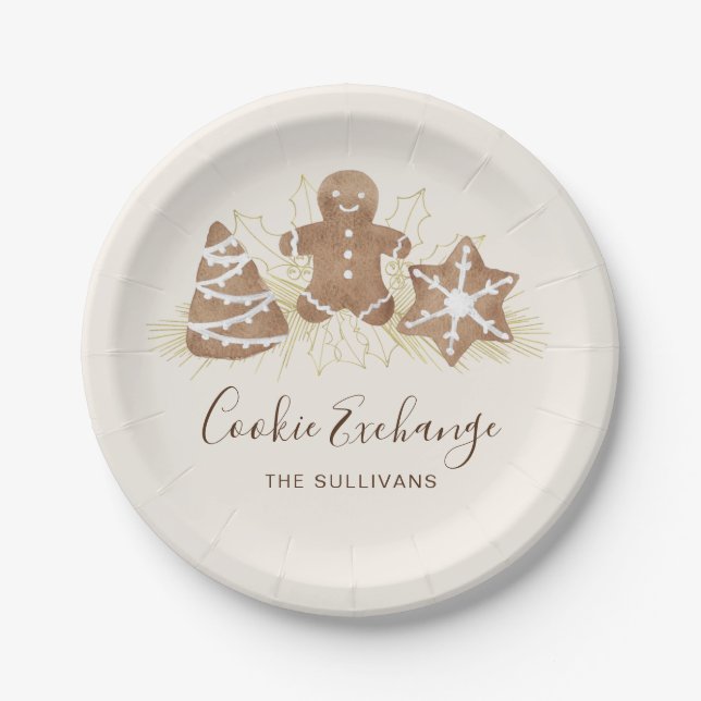 Holiday Cookie Exchange Party Paper Plate (Front)
