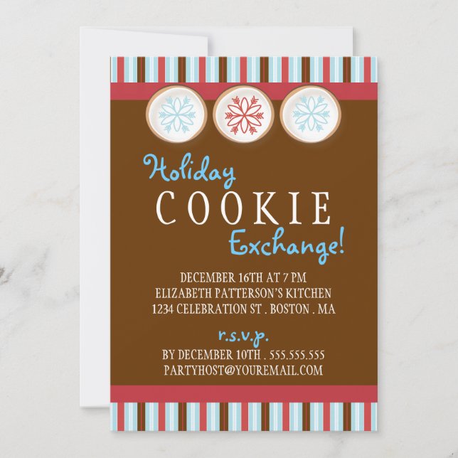 Holiday Cookie Exchange Sugar Cookie Invitation (Front)