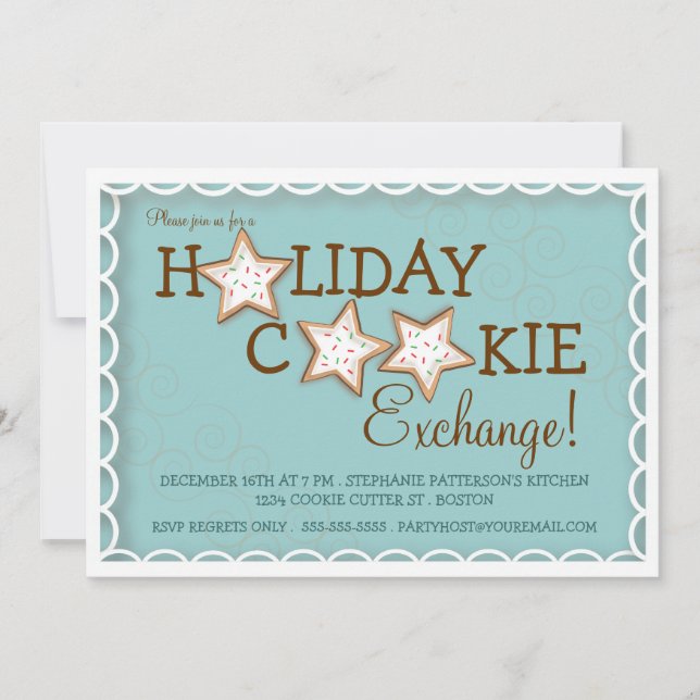 Holiday Cookie Exchange Sugar Cookie Invitation (Front)