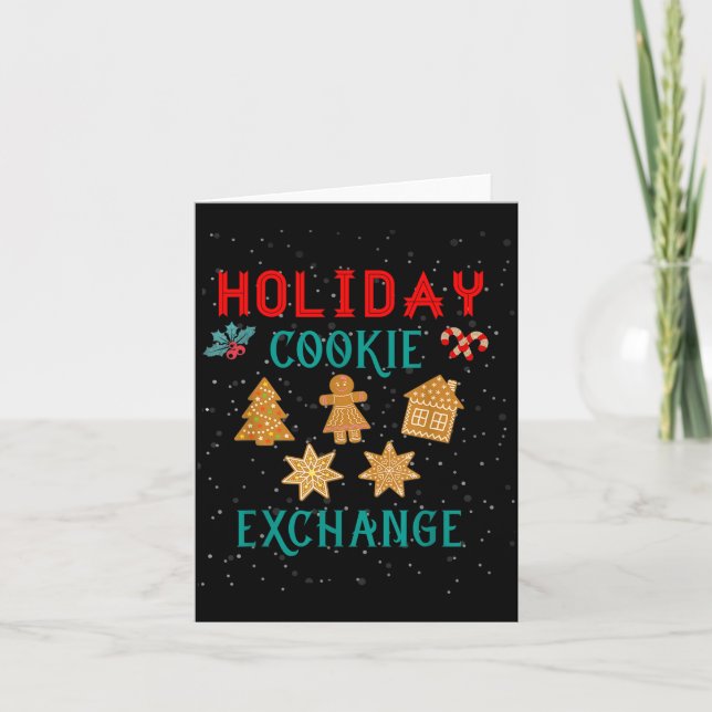 Holiday Cookie Exchange With Santa Xmas Cookie Bak Card (Front)
