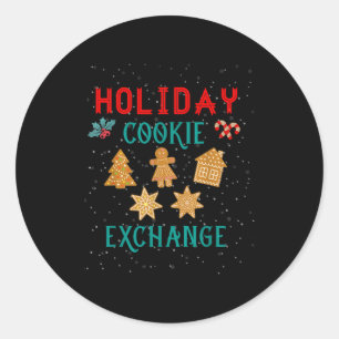 Holiday Cookie Exchange With Santa Xmas Cookie Bak Classic Round Sticker