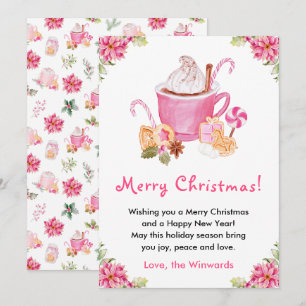 Holiday Cookies and Cocoa Pink Merry Christmas Card