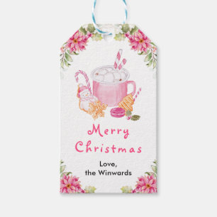 Holiday Cookies and Cocoa Pink Merry Christmas Gift Tags
