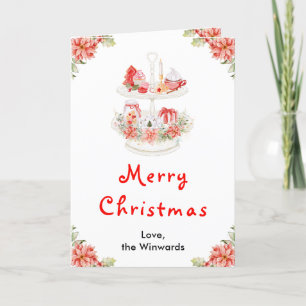 Holiday Cookies and Cocoa Red Merry Christmas Card