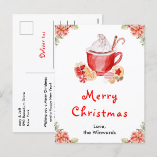 Holiday Cookies and Cocoa Red Merry Christmas Postcard