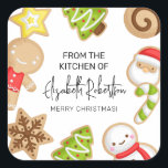 Holiday Cookies Christmas Baking Handwriting Square Sticker<br><div class="desc">This cute Christmas baking sticker features a border of frosted holiday cookies in various shapes. The design is accented with a trendy handwriting font.</div>