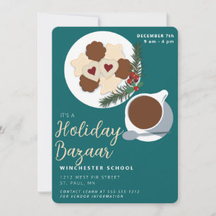 Holiday Cookies & coffee/tea bazaar notice Invitation