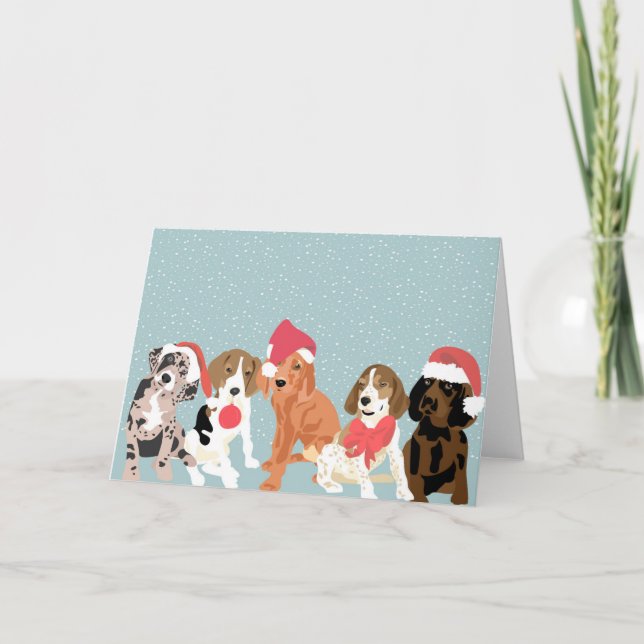 Holiday Coonhound puppies (blank inside) Card (Front)