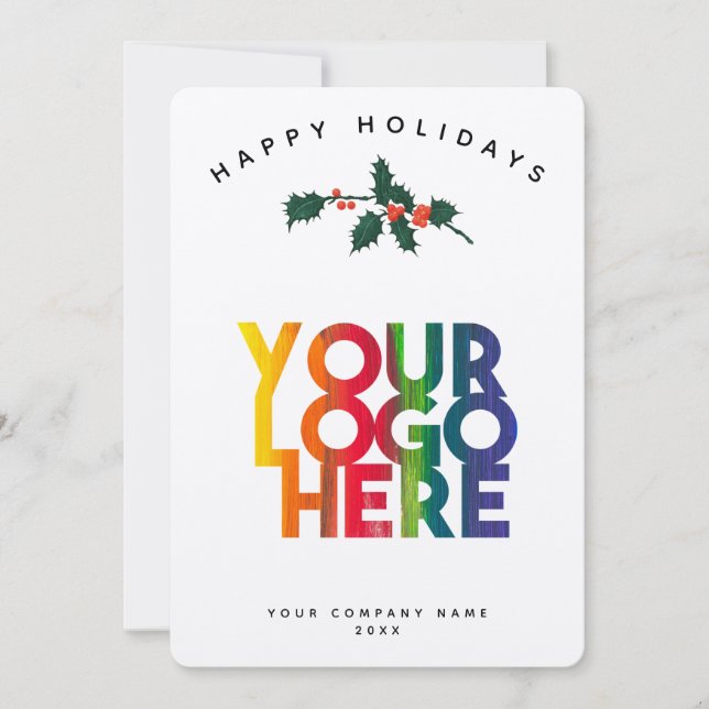 Holiday Corporate Business Logo Christmas Card (Front)