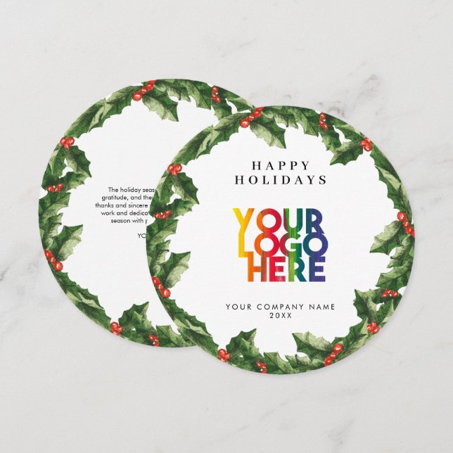 Holiday Corporate Business Logo Christmas Wreath (Front/Back)