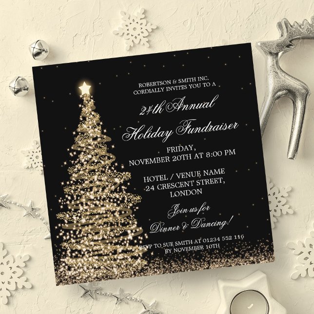 Holiday Corporate Fundraiser Gala Gold Invitation (Holiday Corporate Fundraiser Gala Gold Invitation)