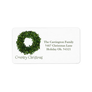 Holiday Country Christmas Wreath Address Christmas Label