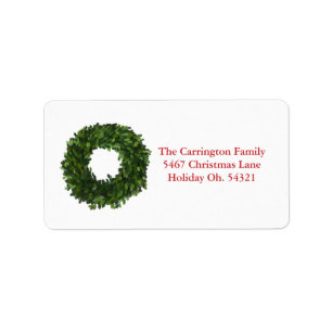 Holiday Country Rustic Boxwood Wreath Address Label