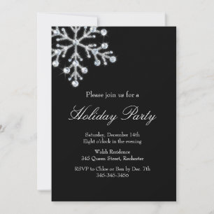 Holiday Crystal Snowflake (black) Invitation