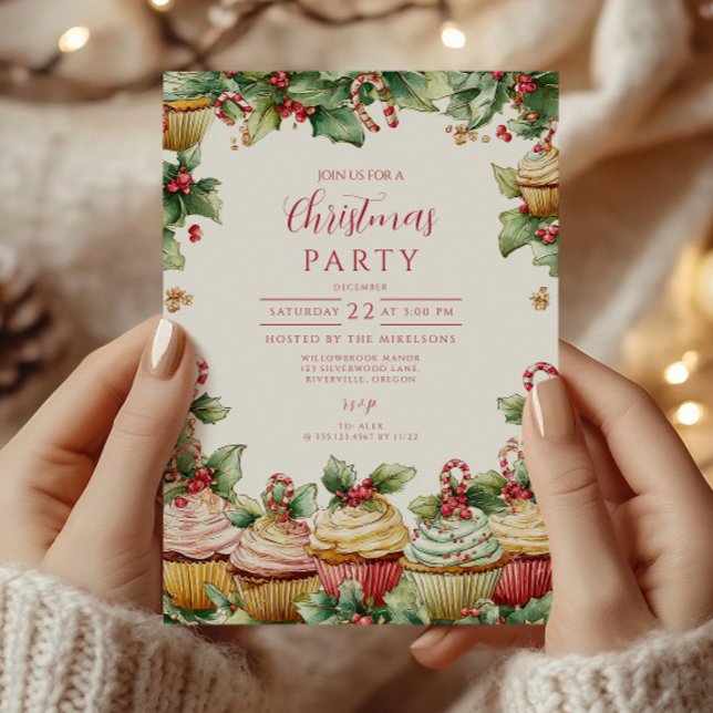 Holiday Cupcake Cheer Christmas Invitation (Creator Uploaded)