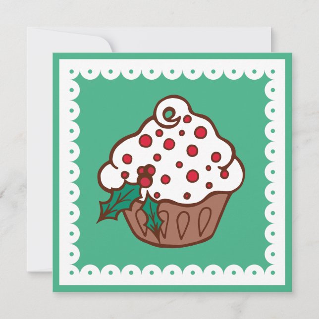 Holiday Cupcake Christmas Party Invitations (Front)