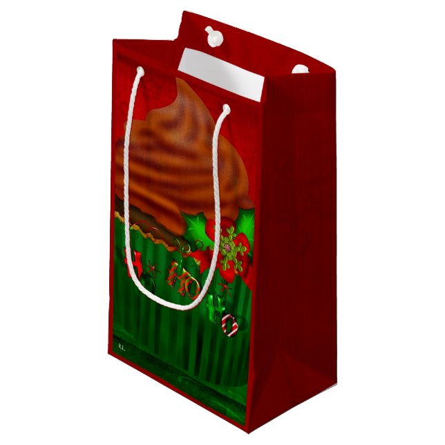 Holiday Cupcake Whimsey SMALL ONLY Small Gift Bag (Front Angled)