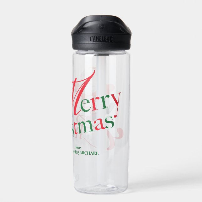 Holiday Custom Name Gift for wife Merry Christmas Water Bottle (Back)