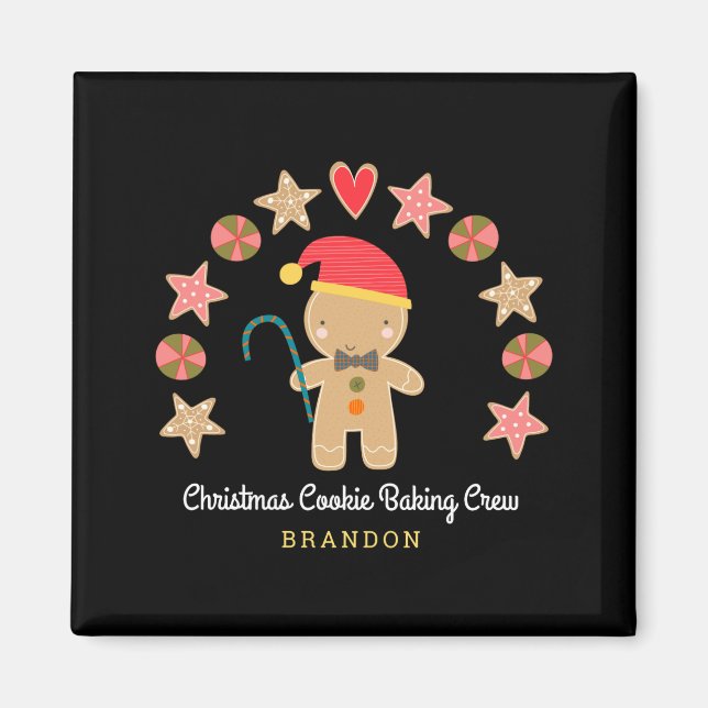 Holiday Cute Gingerbread Boy Cookie Baking Crew  Magnet (Front)