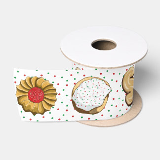 Holiday Cute Italian Cookies 3 inch Satin Ribbon