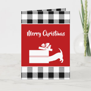 Holiday Dachshunds Plaid Card